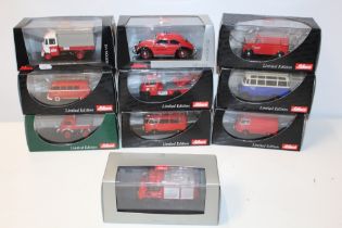 TEN BOXED SCHUCO EMERGENCY SERVICES VEHICLES, mixed 1:43 and 1:32 scale, some limited edition