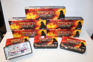 EIGHT BOXED CORGI HEROES UNDER FIRE 1:50 SCALE FIRE ENGINES / VEHICLES, US53807, US52506, US53806,