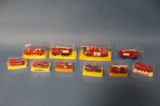 TEN CASED EMERGENCY SERVICE VEHICLES, by Guiloy, Guisval and Mira