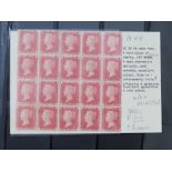 S.G. 39 1d PALE ROSE, a spectacular mint block of 20 odd thin affecting 4 and some reinforcement,