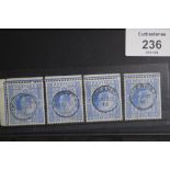 S.G. 319 KING EDWARD 10/= BLUE, four copies with identical GUERNSEY STEEL CDS's (once a single