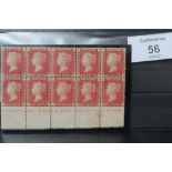 S.G. 44 1D RED, plate 164, a fine mint block of ten from the edge of the sheet with marginal