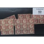 S.G.48 1870 ½ d, in mint blocks of 4 (2, 6 (2) and 9, S.G. (minimum) £3,190