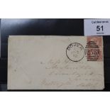 S.G.48 1870 ½ d BANTAM PAIR, apparently Plate 9 on cover, Dover to Wellington (Salop)