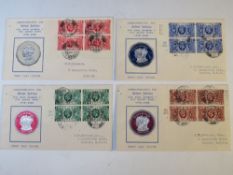 1935 SILVER JUBILEE SET, in block of 4, on 4 separate illustrated covers