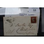 S.G. 16D 1d RED, archer perf 16 on cover to Chichester, accompanying Royal certificate
