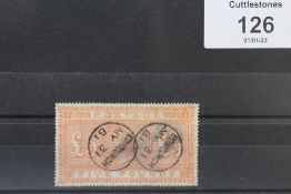 S.G. 137 1867 £5 ORANGE, FU with two Edinburgh MY 31 81 CDS's