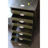 A VETERAN SERIES METAL SIX DRAWER DESK TOP FILING CABINET TOGETHER WITH A METAL 'IN' TRAY (2)