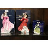 A ROYAL DOULTON FIGURE OF THE YEAR 'LAUREN' TOGETHER WITH FIGURE OF THE YEAR 'PATRICIA' AND MINUET