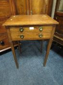 A SMALL 19TH CENTURY TWO DRAWER WORK TABLE W-50 CM