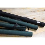 FOUR CASED FLY FISHING RODS