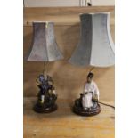 TWO ORIENTAL STYLE FIGURAL LAMPS A/F