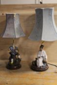 TWO ORIENTAL STYLE FIGURAL LAMPS A/F