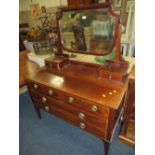 AN EDWARDIAN MAHOGANY INLAID DRESSING TABLE