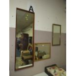 FOUR ASSORTED WALL MIRRORS INCLUDING A GILT FRAMED EXAMPLE (4)