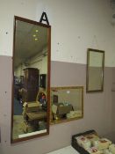 FOUR ASSORTED WALL MIRRORS INCLUDING A GILT FRAMED EXAMPLE (4)