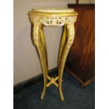 A 20TH CENTURY GILT PAINTED AND MARBLE TOPPED JARDINAIRE STAND