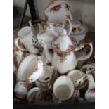 A TRAY OF ASSORTED TEAWARE TO INCLUDE ROYAL ALBERT OLD COUNTRY ROSES