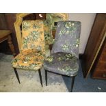 A, PAIR OF MODERN FLORAL DINING CHAIRS