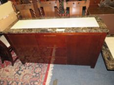 A HEAVY COLOURED MARBLE SIDEBOARD H-80 CM W-140 CM