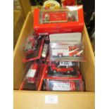A BOX OF DEL PRADO FIRE VEHICLES TO INCLUDE A NOREN BOXED LORRY