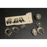 A QUANTITY OF ODD VICTORIAN MOSTLY SILVER EARRINGS