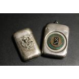 A SCOTTISH SILVER MOUNTED VESTA AND ONE OTHER