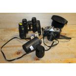 A PAIR OF PRINZ 10 X 50 BINOCULARS, FUJICA CAMERA ETC