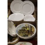 A TRAY OF ASSORTED WEDGWOOD COUNTRYWARE TOGETHER WITH A TRAY OF PLATES ETC (2)