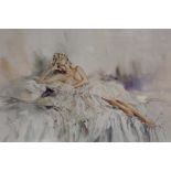 A FRAMED AND GLAZED SIGNED LIMITED EDITION SEMI NUDE PRINT BY GORDON KING