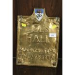 A VINTAGE BRASS SIGN FOR LEES HALL - MANCHESTER UNIVERSITY
