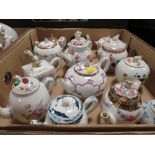 THERE TRAYS OF ASSORTED COLLECTORS TEAPOTS TO INCLUDE VICTORIA & ALBERT MUSEUM EXAMPLES