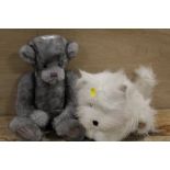 A CHARLIE BEARS 'WALKIES' TOGETHER WITH ANOTHER GREY PLUSH CHARLIE BEAR