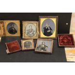 A TRAY OF FIVE AMBROTYPE STYLE FRAMED PICTURES