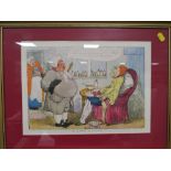 A SET OF FOUR FRAMED AND GLAZED ROWLANDSON COLOURED PRINTS