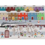 (XXI) GORDON BARKER - A MODERN FRAMED AND GLAZED PAINTING 'ON A WINTER DAY'