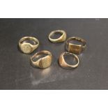 FIVE 375 STAMPED GOLD RINGS, A/F, APPROX COMBINED WEIGHT 14.6G