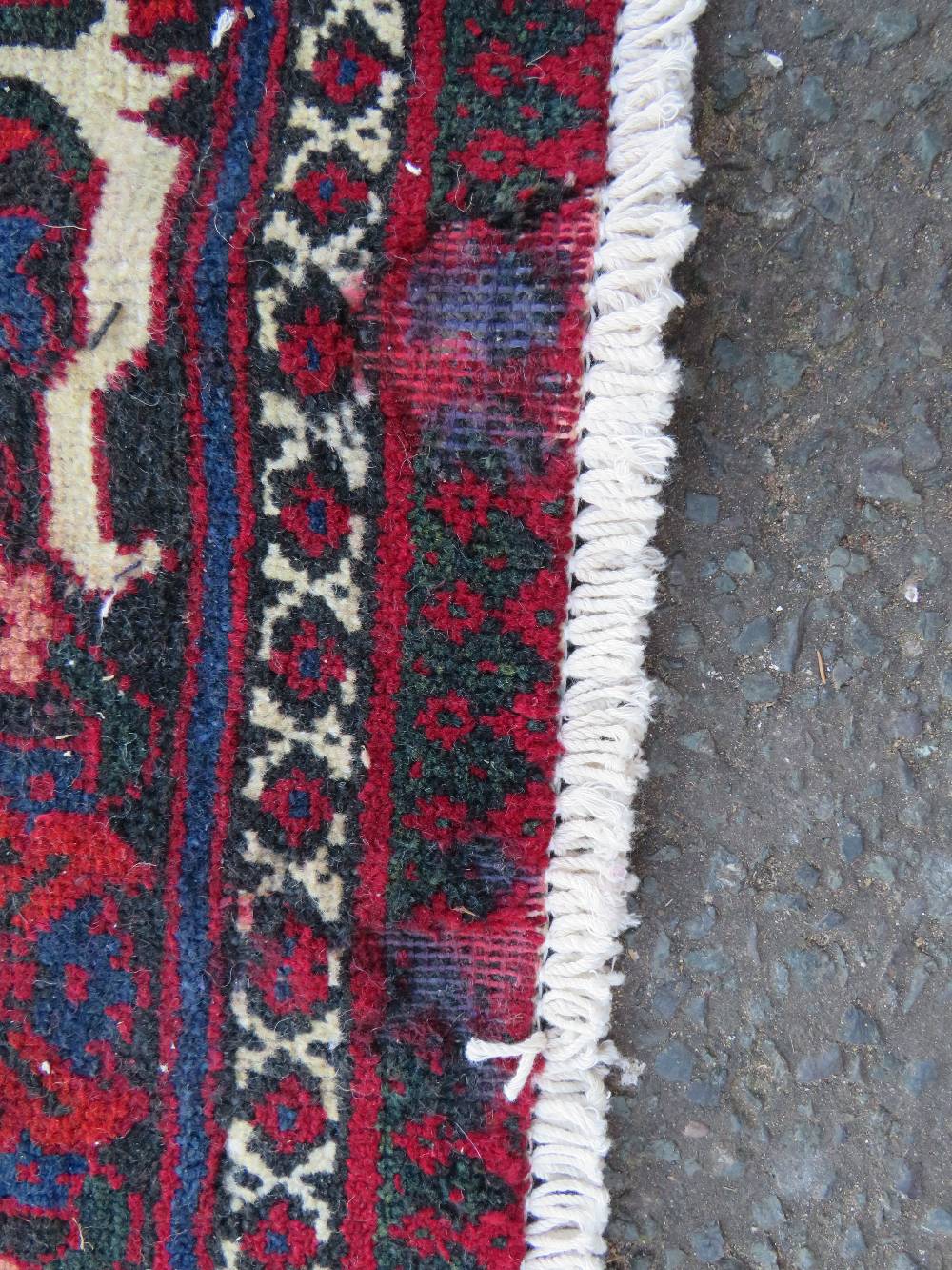 A LARGE IRANIAN CARPET - NAVY GROUND, APPROX 330 X 215 CM - WEAR THROUGHOUT - Image 9 of 10