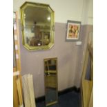 TWO GILT MIRRORS AND AN UNUSUAL TRIBAL PICTURE