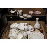 TWO TRAYS OF ASSORTED CERAMICS TO INC WEDGWOOD ANGELA, CROWN STAFFORDSHIRE ETC