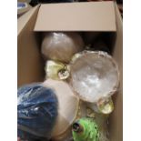 A LARGE BOX OF ASSORTED LIGHTS, FITTINGS ETC