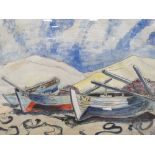 (XX). A beach scene with boats 'Fishing Boasts at Bottles Bay, Cape Peninsula, South Africa' see