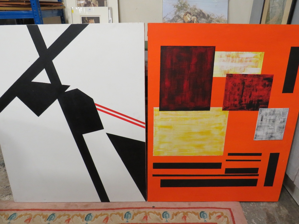 A PAIR OF 21ST CENTURY ABSTRACT STUDIES, CONTEMPORARY BRITISH SCHOOL, ACRYLICS ON CANVAS - Image 2 of 3