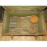 AN AMMO BOX OF ASSORTED TOOLS TO INC SMELTING POTS