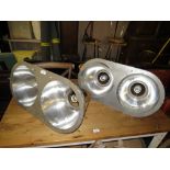 A PAIR OF INDUSTRIAL TWIN LIGHTS