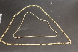 A 9CT FLAT LINK GOLD NECKLACE, APPROX WEIGHT 6.7G TOGETHER WITH A 9CT ROPE TWIST CHAIN, APPROX