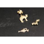 FOUR 9CT GOLD CHARMS