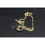 A 9CT GOLD ALBERT CHAIN STYLE NECKLACE