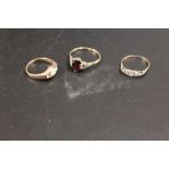 THREE 9CT GOLD VINTAGE DRESS RINGS