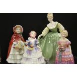 THREE SMALL DOULTON FIGURINES CONSISTING OF RUBY, GRANNY'S SHAWL AND THE LITTLE BRIDESMAID